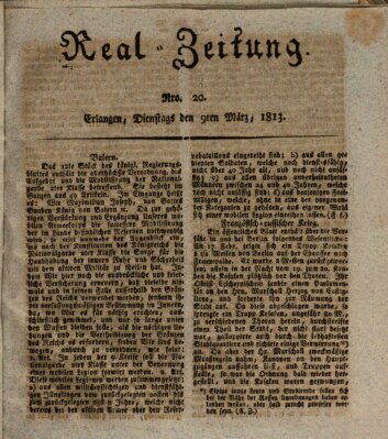 Erlanger Real-Zeitung Dienstag 9. März 1813