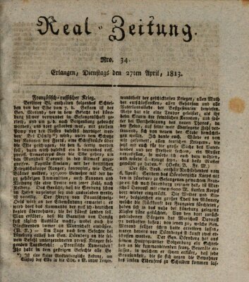 Erlanger Real-Zeitung Dienstag 27. April 1813