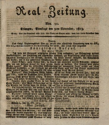 Erlanger Real-Zeitung Dienstag 9. November 1813