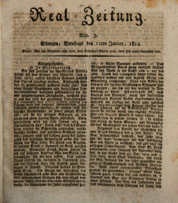 Erlanger Real-Zeitung Dienstag 11. Januar 1814