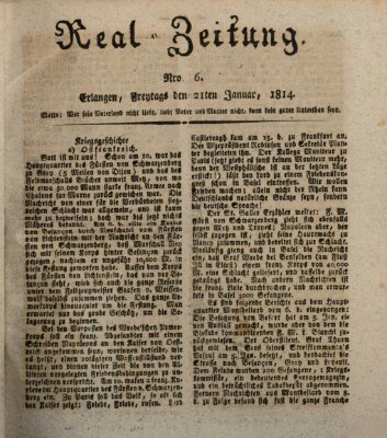 Erlanger Real-Zeitung Freitag 21. Januar 1814