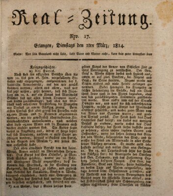 Erlanger Real-Zeitung Dienstag 1. März 1814