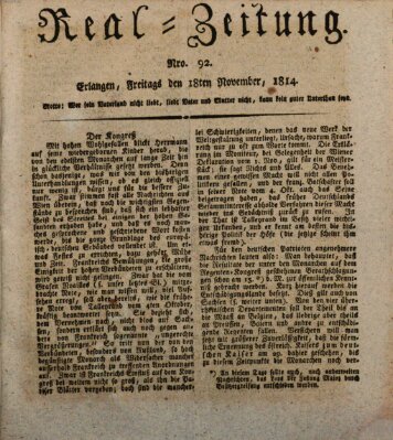 Erlanger Real-Zeitung Freitag 18. November 1814