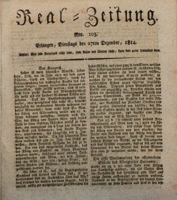 Erlanger Real-Zeitung Dienstag 27. Dezember 1814