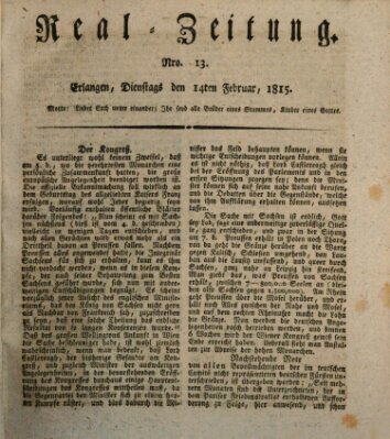 Erlanger Real-Zeitung Dienstag 14. Februar 1815