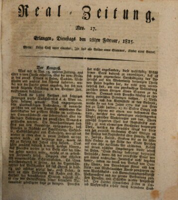 Erlanger Real-Zeitung Dienstag 28. Februar 1815