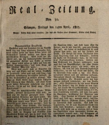 Erlanger Real-Zeitung Freitag 14. April 1815