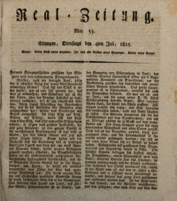 Erlanger Real-Zeitung Dienstag 4. Juli 1815