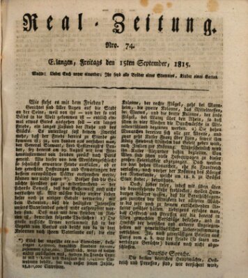 Erlanger Real-Zeitung Freitag 15. September 1815