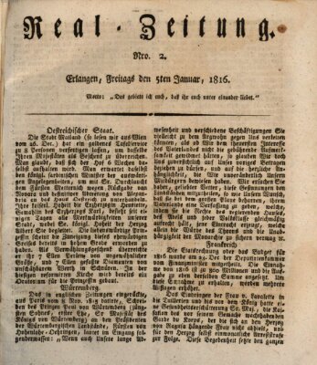 Erlanger Real-Zeitung Freitag 5. Januar 1816