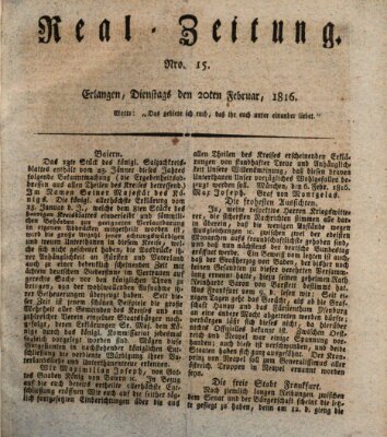 Erlanger Real-Zeitung Dienstag 20. Februar 1816