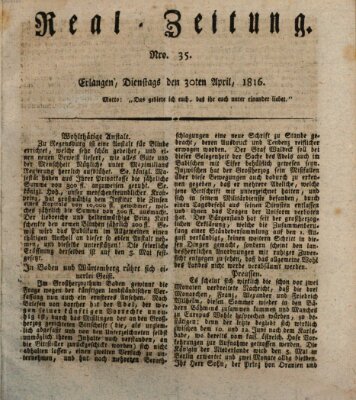 Erlanger Real-Zeitung Dienstag 30. April 1816