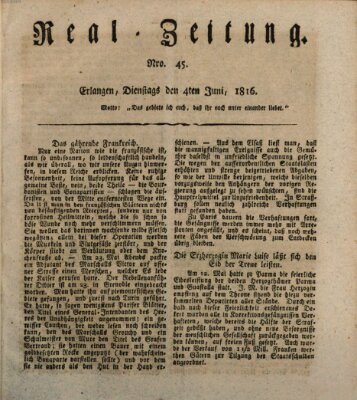 Erlanger Real-Zeitung Dienstag 4. Juni 1816