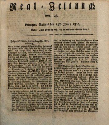 Erlanger Real-Zeitung Freitag 14. Juni 1816