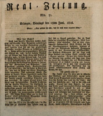 Erlanger Real-Zeitung Dienstag 25. Juni 1816