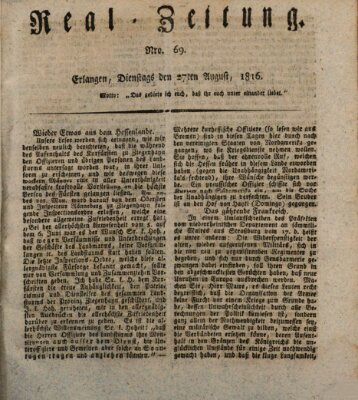 Erlanger Real-Zeitung Dienstag 27. August 1816