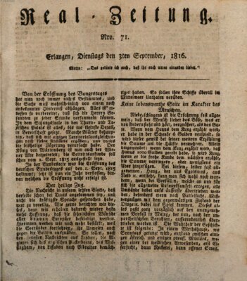 Erlanger Real-Zeitung Dienstag 3. September 1816