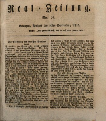 Erlanger Real-Zeitung Freitag 20. September 1816