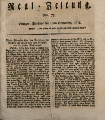 Erlanger Real-Zeitung Dienstag 24. September 1816