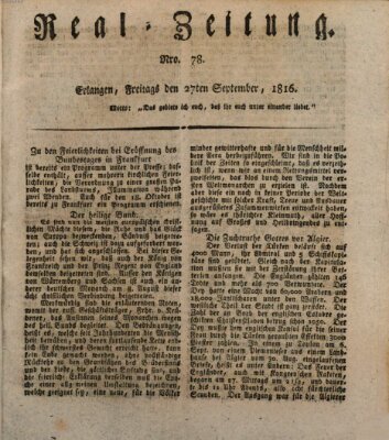 Erlanger Real-Zeitung Freitag 27. September 1816