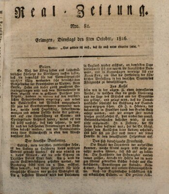 Erlanger Real-Zeitung Dienstag 8. Oktober 1816