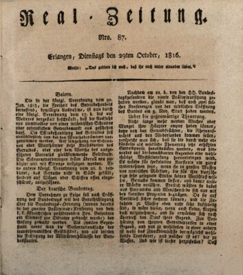 Erlanger Real-Zeitung Dienstag 29. Oktober 1816