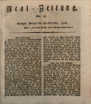 Erlanger Real-Zeitung Freitag 1. November 1816