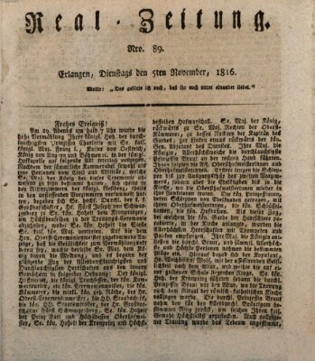 Erlanger Real-Zeitung Dienstag 5. November 1816