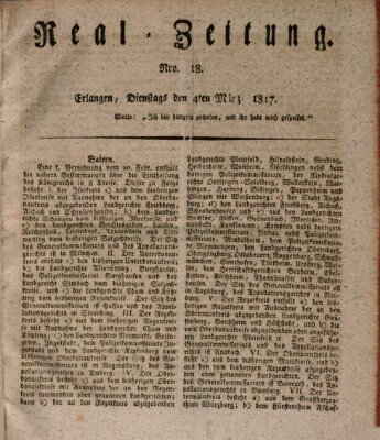 Erlanger Real-Zeitung Dienstag 4. März 1817