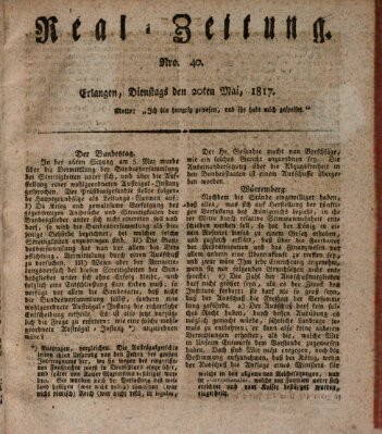 Erlanger Real-Zeitung Dienstag 20. Mai 1817