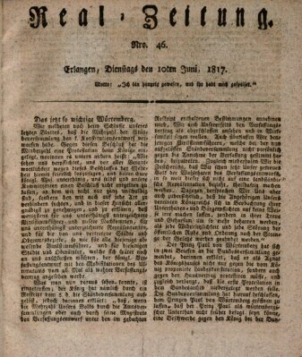 Erlanger Real-Zeitung Dienstag 10. Juni 1817