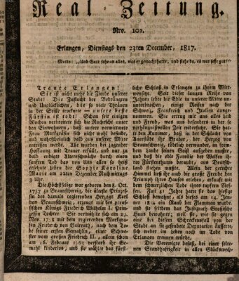 Erlanger Real-Zeitung Dienstag 23. Dezember 1817