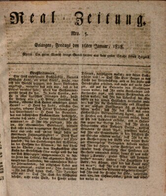 Erlanger Real-Zeitung Freitag 16. Januar 1818