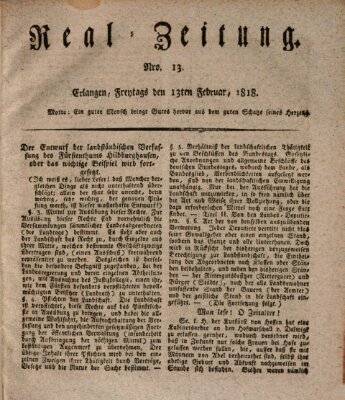 Erlanger Real-Zeitung Freitag 13. Februar 1818