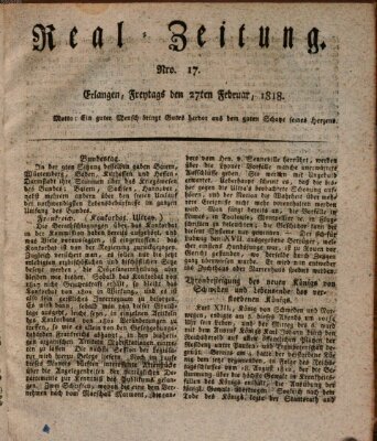 Erlanger Real-Zeitung Freitag 27. Februar 1818