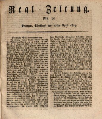 Erlanger Real-Zeitung Dienstag 27. April 1819