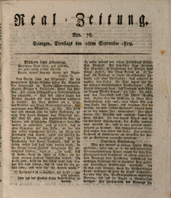 Erlanger Real-Zeitung Dienstag 28. September 1819