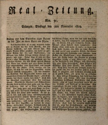 Erlanger Real-Zeitung Dienstag 9. November 1819