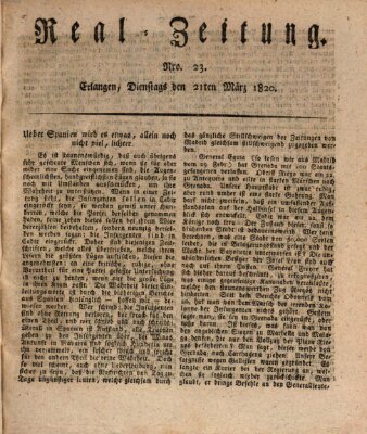 Erlanger Real-Zeitung Dienstag 21. März 1820