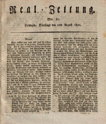 Erlanger Real-Zeitung Dienstag 1. August 1820