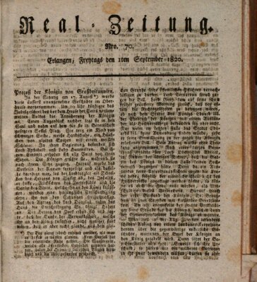 Erlanger Real-Zeitung Freitag 1. September 1820