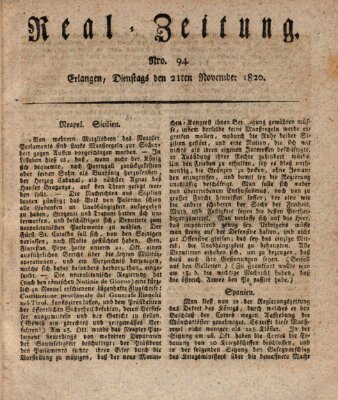 Erlanger Real-Zeitung Dienstag 21. November 1820