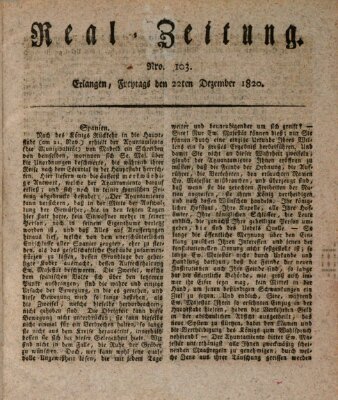 Erlanger Real-Zeitung Freitag 22. Dezember 1820