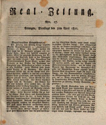 Erlanger Real-Zeitung Dienstag 3. April 1821