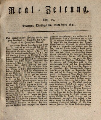 Erlanger Real-Zeitung Dienstag 10. April 1821