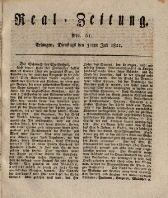 Erlanger Real-Zeitung Dienstag 31. Juli 1821