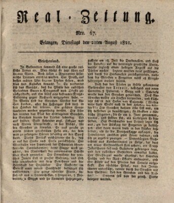 Erlanger Real-Zeitung Dienstag 21. August 1821