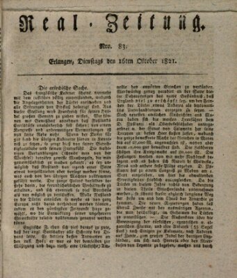 Erlanger Real-Zeitung Dienstag 16. Oktober 1821