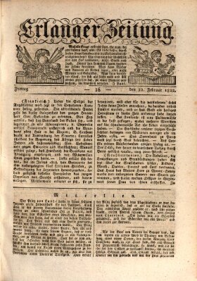 Erlanger Zeitung (Erlanger Real-Zeitung) Freitag 22. Februar 1822