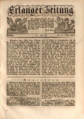 Erlanger Zeitung (Erlanger Real-Zeitung) Montag 11. März 1822